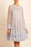 Needle & Thread Sequinned Lace Celia Mini Dress In Blue