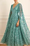 Needle & Thread Comet V-neck Sequined Gown In Green