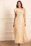 Needle & Thread Confetti One-shoulder Ankle Gown In Yellow