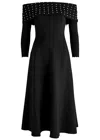 NEEDLE & THREAD NEEDLE & THREAD CRYSTAL-EMBELLISHED OFF-THE-SHOULDER KNITTED MIDI DRESS