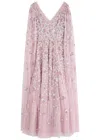 Needle & Thread Dahlia Floral-embroidered Tulle Gown In Lilac