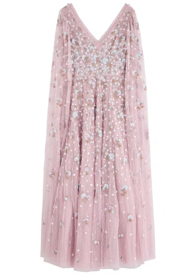 NEEDLE & THREAD NEEDLE & THREAD DAHLIA FLORAL-EMBROIDERED TULLE GOWN