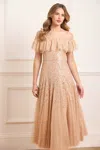 Needle & Thread Dappled Sequin Off-shoulder Ankle Gown
