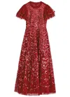 Needle & Thread Deco Dot Sequin-embellished Tulle Gown In Red