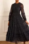 Needle & Thread Womens Dot Shimmer Woven Ankle Gown Graphite In Black