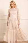 Needle & Thread Dragonfly Garden Ankle Gown In Champagne