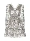 Needle & Thread Embellished Chandelier Minidress In Cream Silver