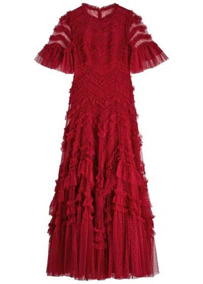 Needle & Thread Elia Short-sleeved Dress In Red