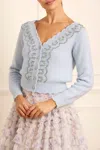 Needle & Thread Alpaca And Wool Cardigan With Rhinestones In Blue