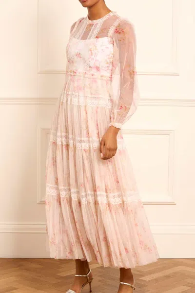 Needle & Thread Enchanted Garden Lace Ankle Gown In Multi