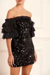 Needle & Thread Essie Off-shoulder Micro Mini Dress In Black