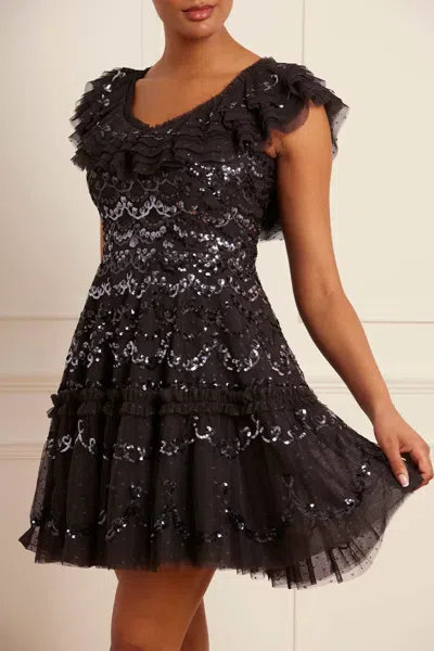 Needle & Thread Everthine Sequin-embellished Mini Dress In Black