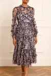 Needle & Thread Feather Ruffle Ballerina Dress In Blue