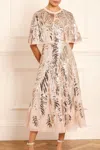 Needle & Thread Feather Sequin Short Open Cape In Beige