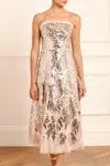 Needle & Thread Womens Needle And Thread Feather Sequin-embellished Woven Midi Dress In Beige