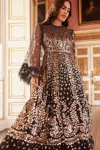 Needle & Thread Womens Graphite Caramel Fern Sequin-embellishment Recycled-polyester Maxi Dress In Black