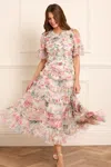 Needle & Thread Floral Romance Round Neck Ballerina Dress In Multi