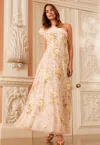 Needle & Thread Florine One-shoulder Embroidered Tulle Gown In Champagne