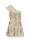 Needle & Thread Posy Pirouette Floral-embroidered Tulle Mini Dress In Cream