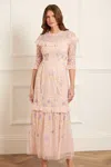 Needle & Thread Flowerbed Embroidery Ankle Gown In Pink