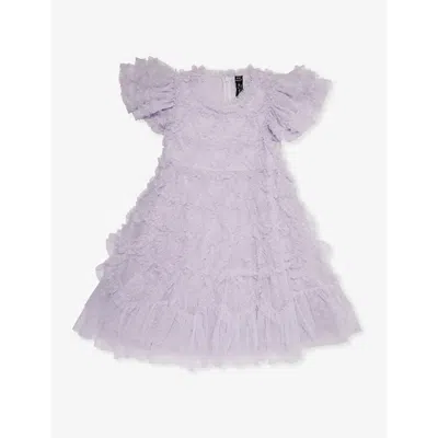 Needle & Thread Needle And Thread Girls Dusk Lilac Kids Amorette Ruffle-trim Recycled-polyester Dress 4-10 Years