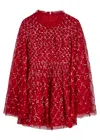Needle & Thread Heart Lattice Micro Mini Dress In Red