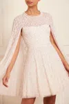 Needle & Thread Heart Lattice Micro Mini Dress In Champagne