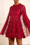 Needle & Thread Heart Lattice Micro Mini Dress In Red