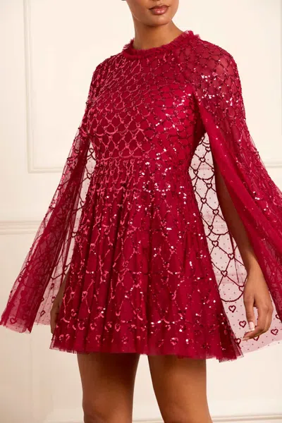 NEEDLE & THREAD NEEDLE & THREAD HEART LATTICE MICRO MINI DRESS