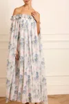 Needle & Thread Hydrangea Chiffon Off-shoulder Ankle Gown In Multi