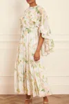 NEEDLE & THREAD NEEDLE & THREAD IMMORTAL ROSE HARPER CHIFFON CAPE ANKLE GOWN