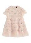 Needle & Thread Kids Daisy Wave Sequin-embellished Tulle Dress In Beige