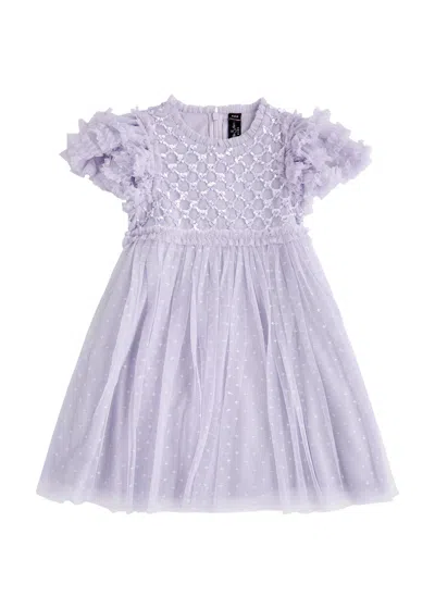 Needle & Thread Babies'  Kids Heart Lattice Sequin-embellished Tulle Dress In Purple