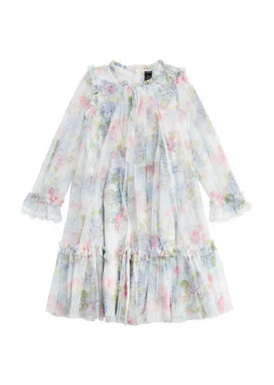 Needle & Thread Kids Hydrangea Printed Tulle Dress In Multicoloured