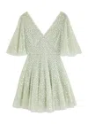 Needle & Thread Leila Dot Embellished Tulle Mini Dress In Light Green