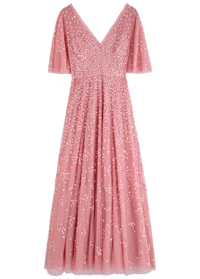 Needle & Thread Leila Dot Sequin-embellished Tulle Gown In Pink
