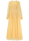Needle & Thread Leila Dot Sequin-embellished Tulle Gown In Yellow