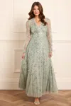NEEDLE & THREAD NEEDLE & THREAD LEILA DOT V-NECK ANKLE GOWN
