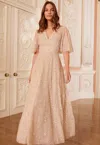 NEEDLE & THREAD NEEDLE & THREAD LEILA DOT V-NECK CAPE ANKLE GOWN