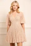 Needle & Thread Leila Dot V-neck Cape Mini Dress In Beige