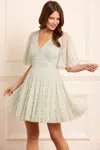 Needle & Thread Leila Dot V-neck Cape Mini Dress In Green
