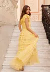 Needle & Thread Lisette Ruffle One-shoulder Gown In Yellow