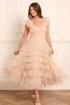 Needle & Thread Lola Backless Ballerina Dress In Beige