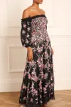 Needle & Thread Womens Needle And Thread Lunaria Off-shoulder Long-sleeve Woven Gown In Black