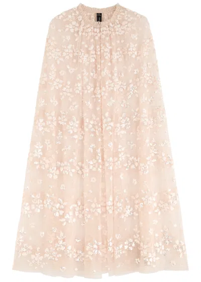 Needle & Thread Maeve Sequin-embellished Tulle Cape In Light Pink