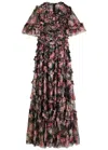 NEEDLE & THREAD NEEDLE & THREAD MIDNIGHT DANCE FLORAL-PRINT TULLE MAXI DRESS