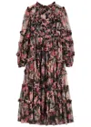 Needle & Thread Womens Midnight Dance Frilled-trim Recycled-nylon Midi Dress Graphite In Multicoloured
