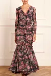 Needle & Thread Midnight Dance Long Sleeve Ankle Gown In Black