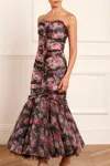 Needle & Thread Midnight Dance Strapless Ankle Gown In Black