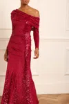 Needle & Thread Nova One-shoulder Ankle Gown In Red